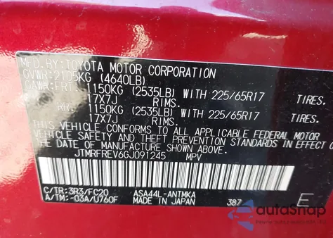 2016 Toyota Rav4 Xle from USA, damaged, VIN JTMRFREV6GJ091245
